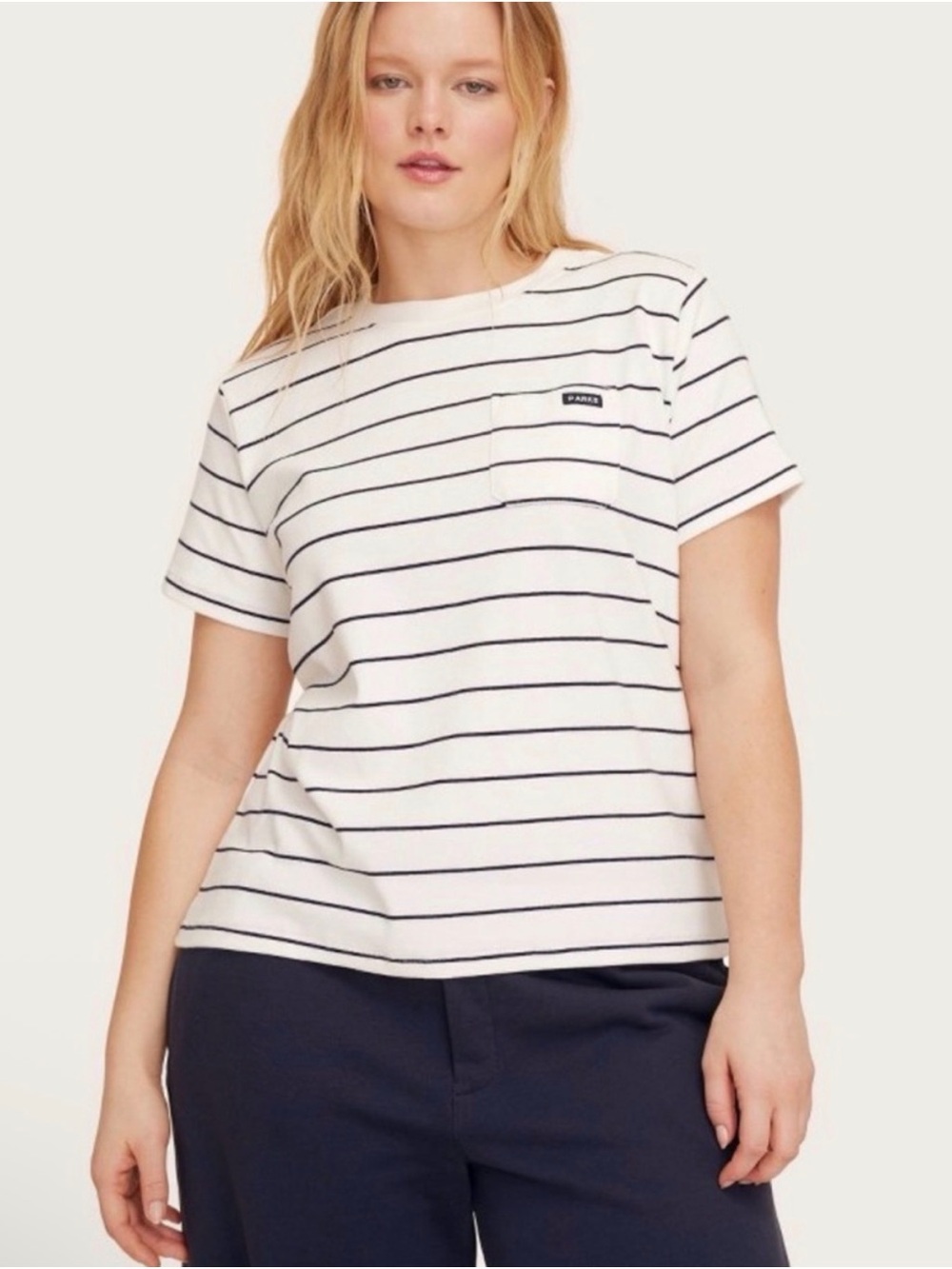 Parke x Target Striped Pocket Tee in White and Navy